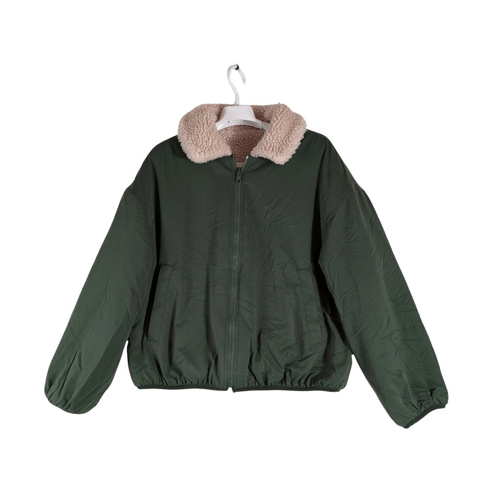 Outerknown Windrift Sherpa Reversible Jacket Green Cream Women’s Size Medium